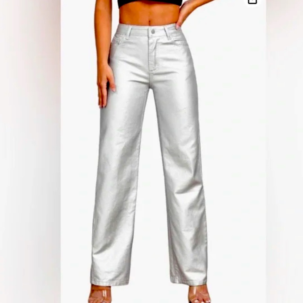 Wayf Silver Vegan Leather Jean